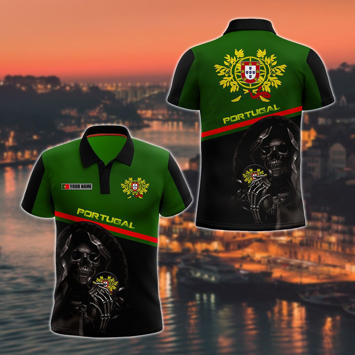 AIO Pride - Customize Portugal Coat Of Arms - Reaper Unisex Adult Polo Shirt