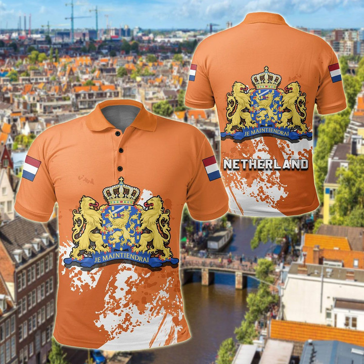 AIO Pride - Netherland Coat Of Arms Spaint Style Unisex Adult Polo Shirt