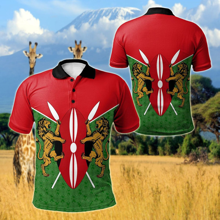 AIO Pride - Kenya Flag And Coat Of Arms Unisex Adult Polo Shirt