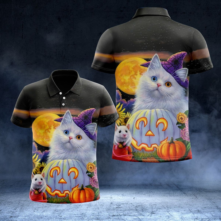 AIO Pride - Cat Halloween Pumpkin Unisex Adult Polo Shirt