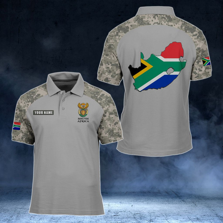 AIO Pride - Customize South Africa Coat Of Arms Map - Camo Style Unisex Adult Polo Shirt