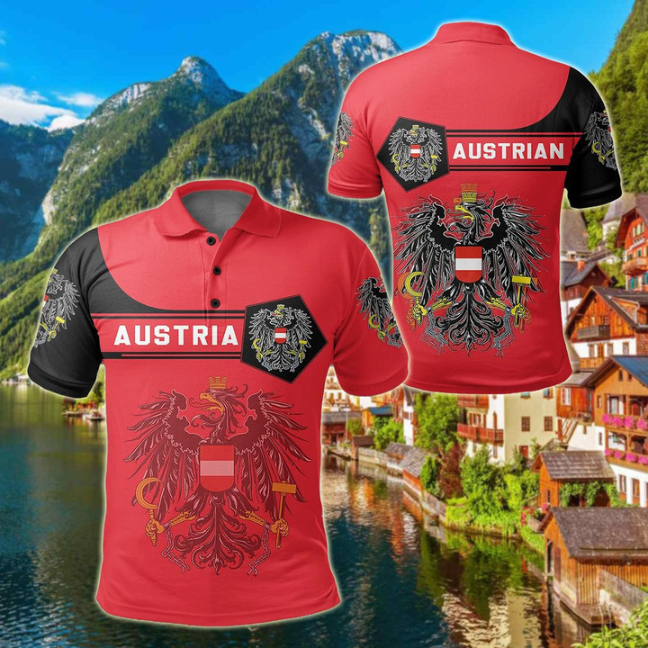 AIO Pride - Austria Coat Of Arms Simple Style Unisex Adult Polo Shirt