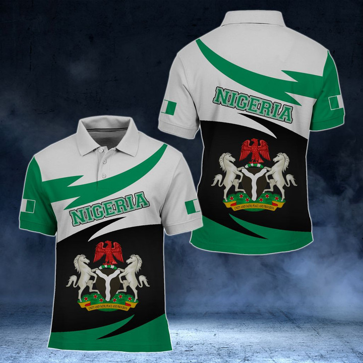 AIO Pride - Nigeria Coat Of Arms Style V2 Unisex Adult Polo Shirt