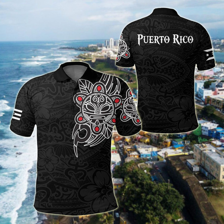 AIO Pride - Puerto Rico Taino Sun Coqui Frog Tribal Unisex Adult Polo Shirt