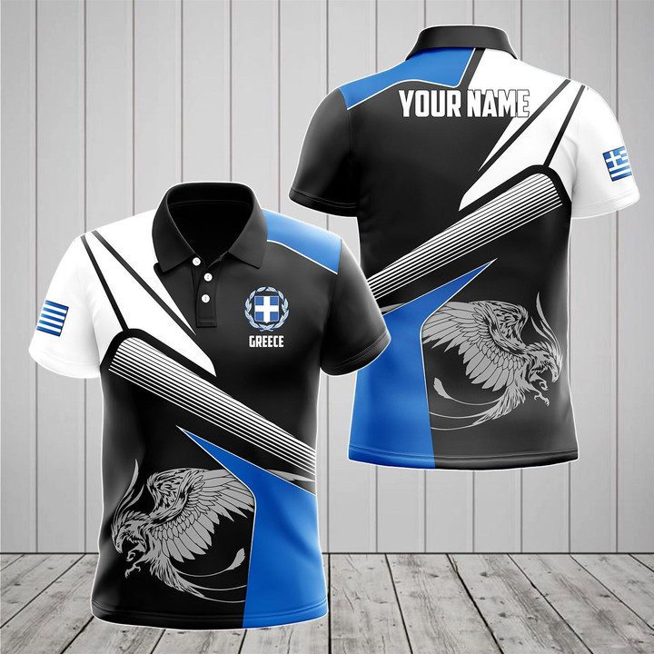 AIO Pride - Customize Greece Proud Coat Of Arms With Pheonix Unisex Adult Polo Shirt