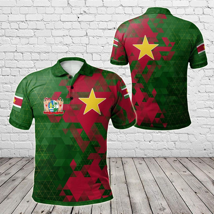AIO Pride - Suriname Flag Polygon Style Unisex Adult Polo Shirt