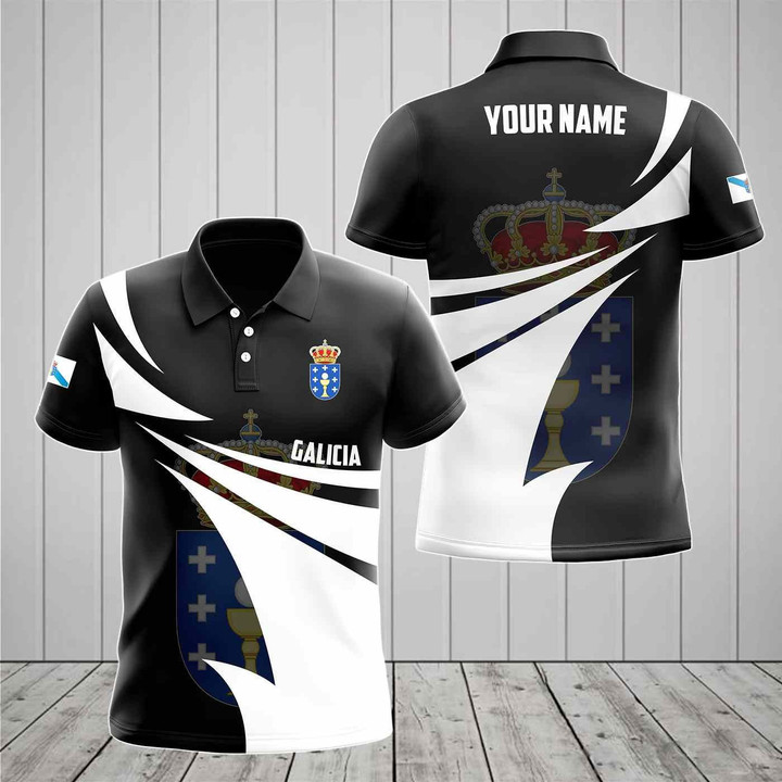 AIO Pride - Customize Galicia Coat Of Arms Style 3D Print Unisex Adult Polo Shirt