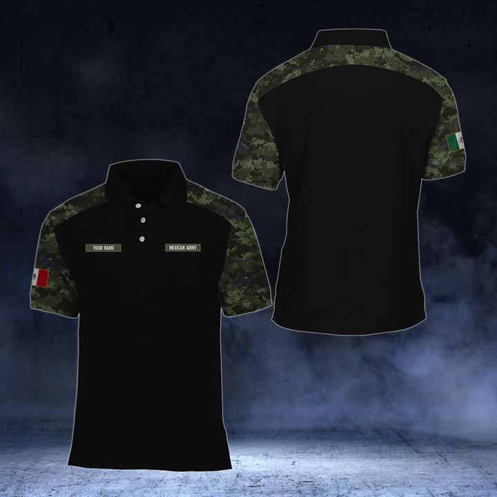 AIO Pride - Customize Mexican Army Camo - Black Unisex Adult Polo Shirt