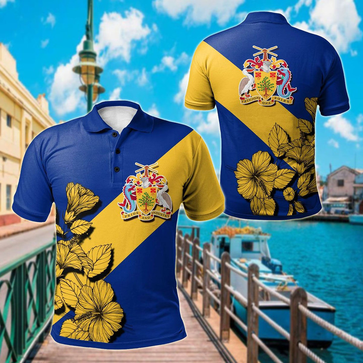 AIO Pride - Barbados Crest Hibiscus Unisex Adult Polo Shirt