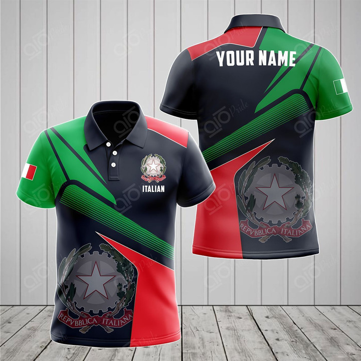 AIO Pride - Customize Italian Proud With Coat Of Arms Unisex Adult Polo Shirt