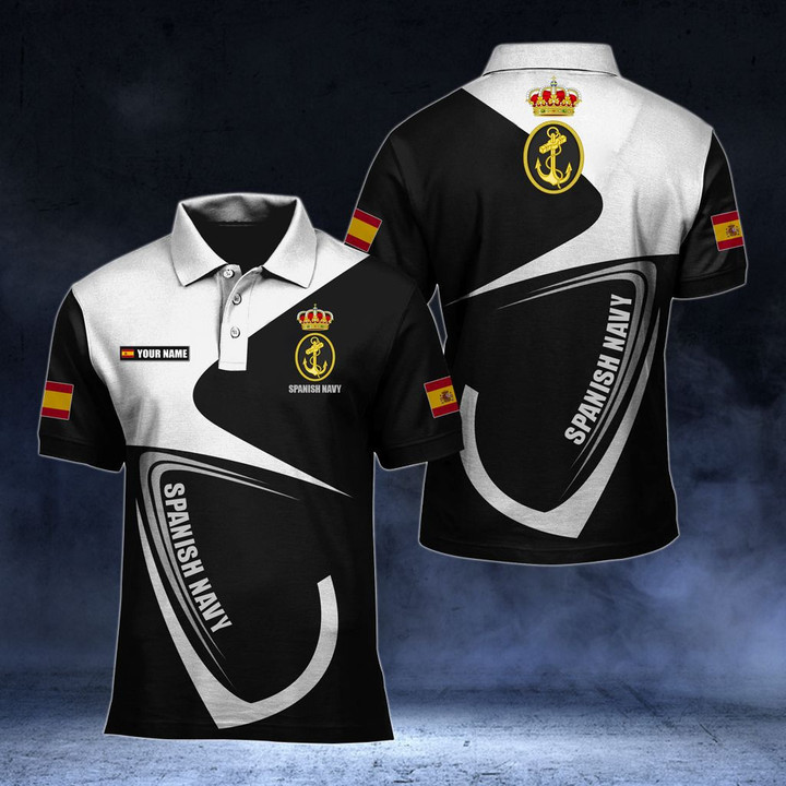 AIO Pride - Customize Spanish Navy Symbol & Flag Unisex Adult Polo Shirt