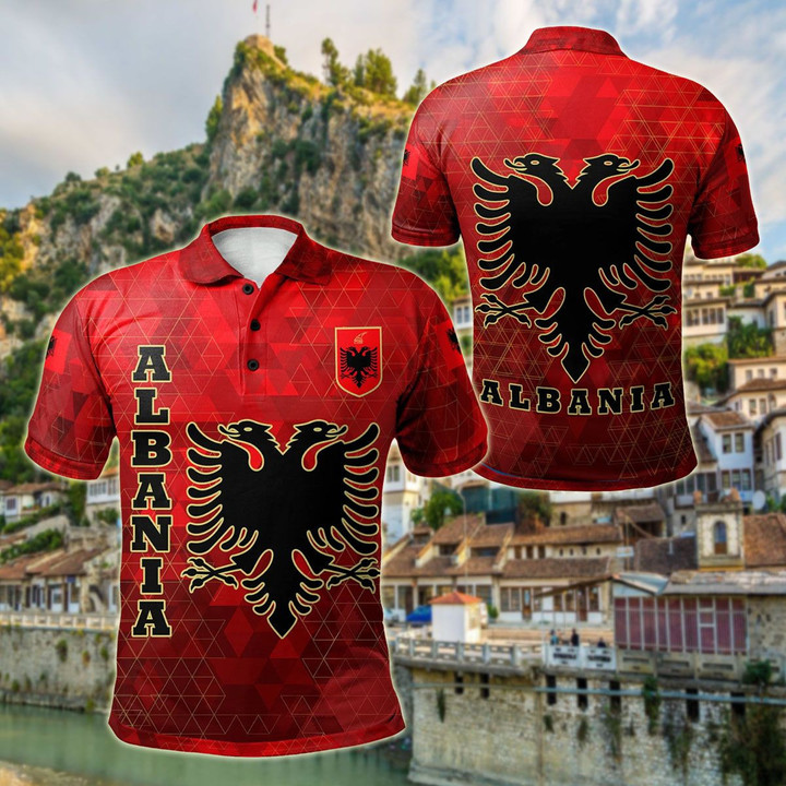 AIO Pride - Albania Flag Polygon Style Unisex Adult Polo Shirt