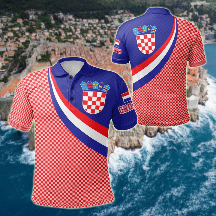 AIO Pride - Croatia Coat Of Arms And Flag Color Unisex Adult Polo Shirt