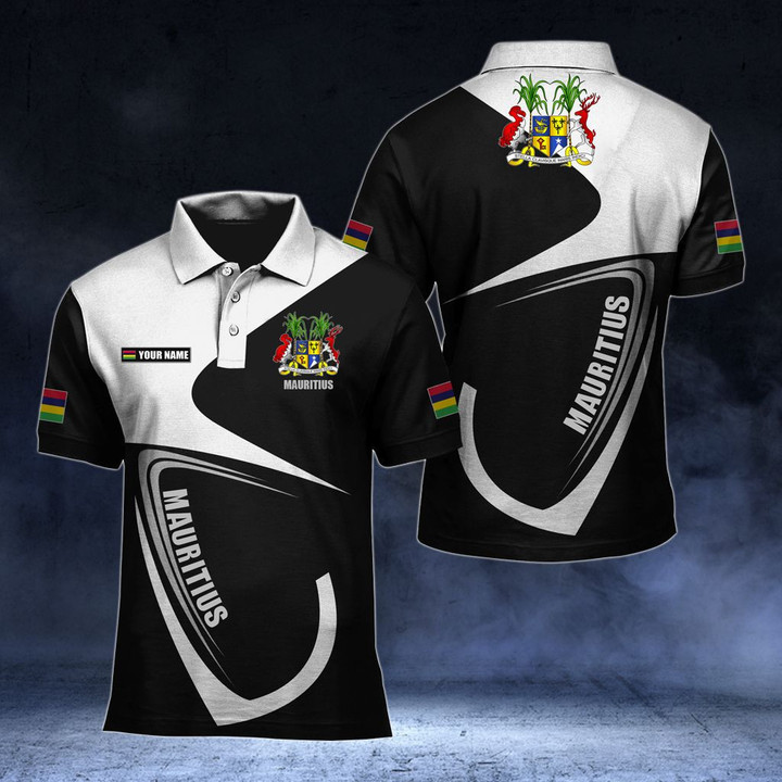 AIO Pride - Customize Mauritius Coat Of Arms & Flag Unisex Adult Polo Shirt