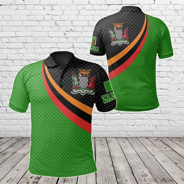 AIO Pride - Zambia Flag And Coat Of Arms Unisex Adult Polo Shirt