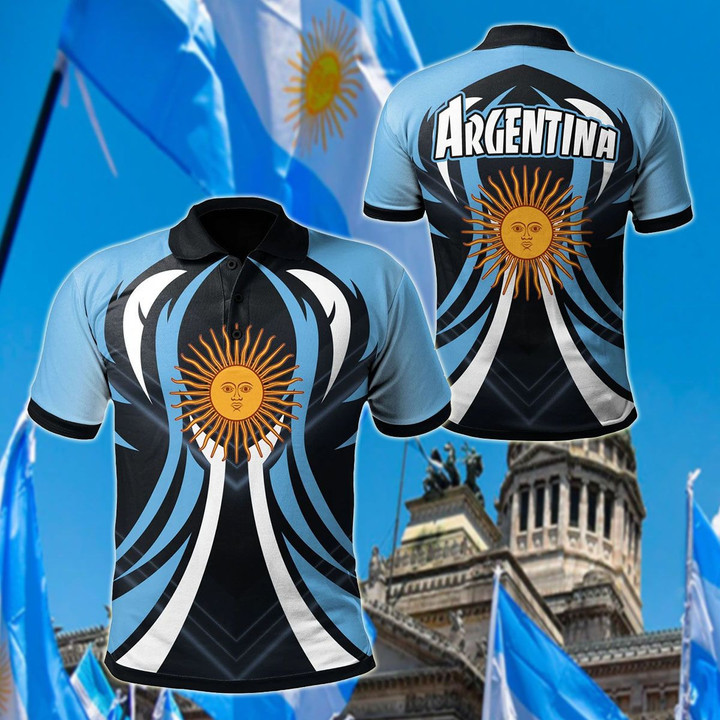 AIO Pride - Argentina Flag Color Line Style Unisex Adult Polo Shirt
