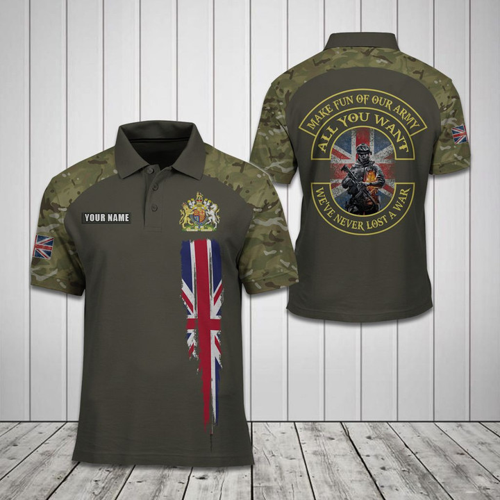 AIO Pride - Customize United Kingdom Coat Of Arms - Army Camo Unisex Adult Polo Shirt