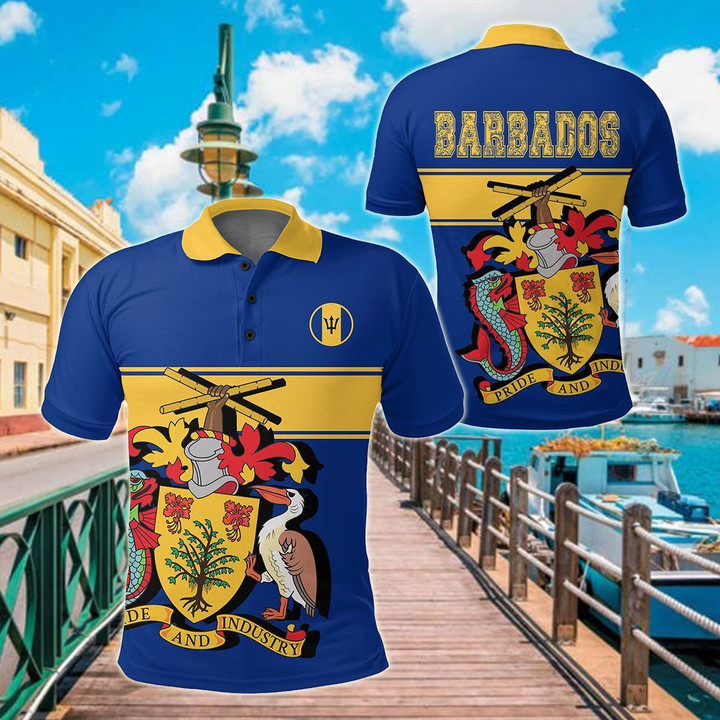 AIO Pride - Barbados Version Coat of Arms Unisex Adult Polo Shirt