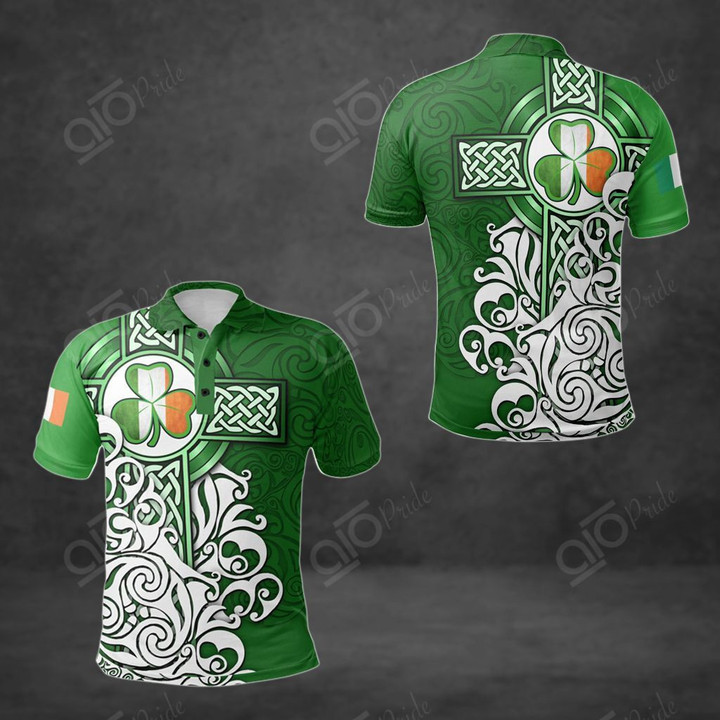 AIO Pride - Ireland Flag Celtic Cross Unisex Adult Polo Shirt