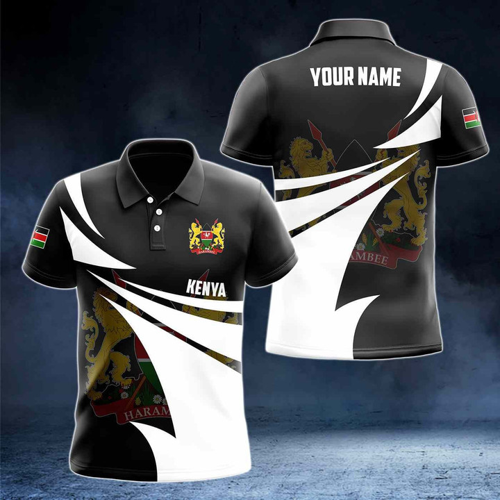 AIO Pride - Customize Kenya Coat Of Arms Style 3D Print Unisex Adult Polo Shirt