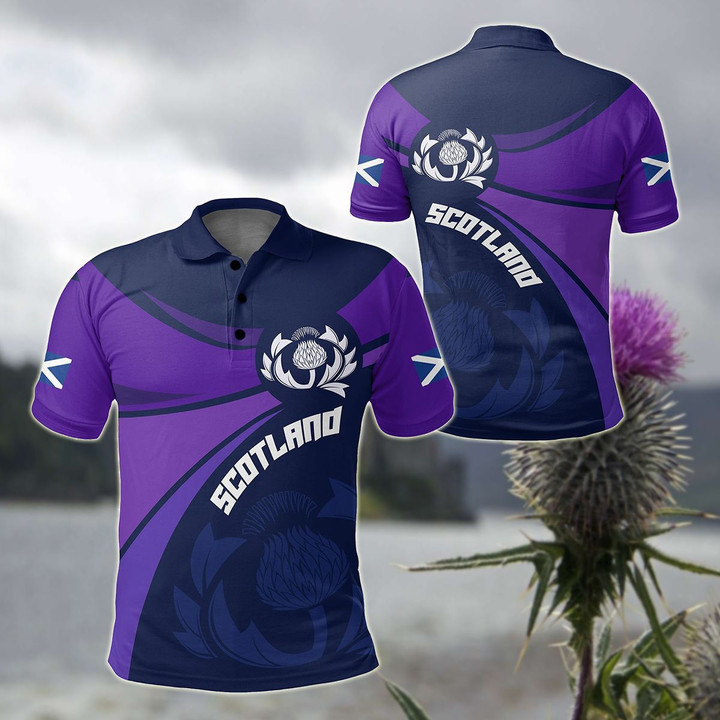 AIO Pride - Scotland Round Thistle Purple Unisex Adult Polo Shirt