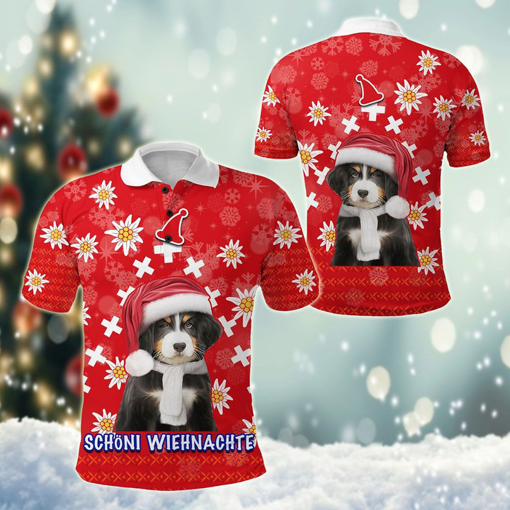 AIO Pride - Christmas Edelweiss Switzerland Bernese Mountain Dog Unisex Adult Polo Shirt