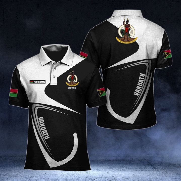 AIO Pride - Customize Vanuatu Coat Of Arms & Flag Unisex Adult Polo Shirt