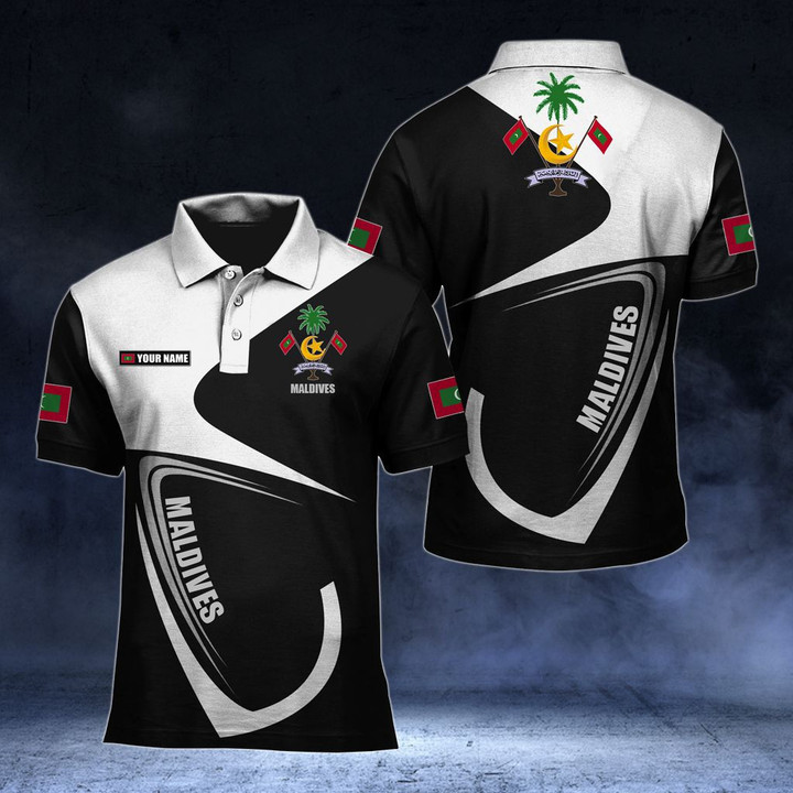 AIO Pride - Customize Maldives Coat Of Arms & Flag Unisex Adult Polo Shirt