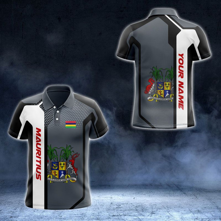 AIO Pride - Custom Name Mauritius Metal Technology 3D Unisex Adult Polo Shirt