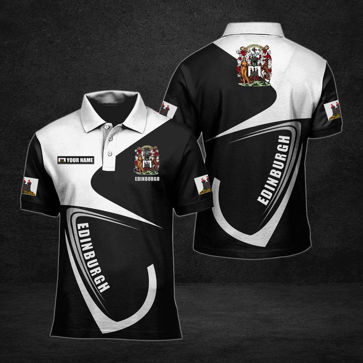 AIO Pride - Customize Edinburgh Coat Of Arms & Flag Unisex Adult Polo Shirt