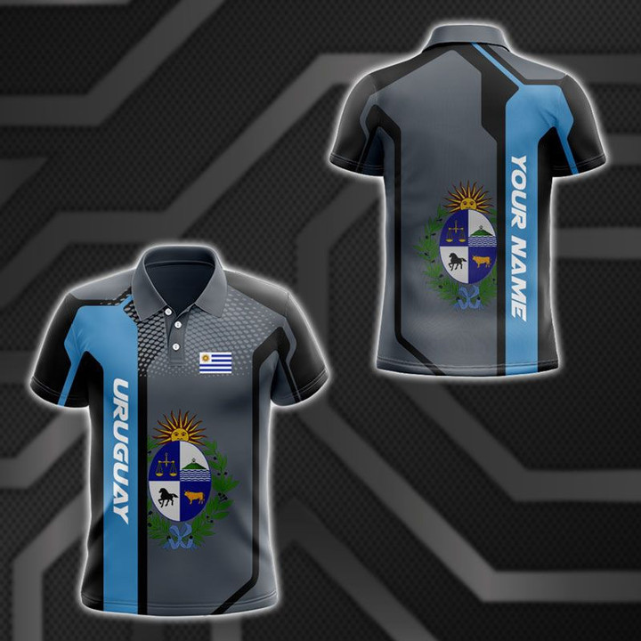 AIO Pride - Custom Name Uruguay Metal Technology 3D Unisex Adult Polo Shirt