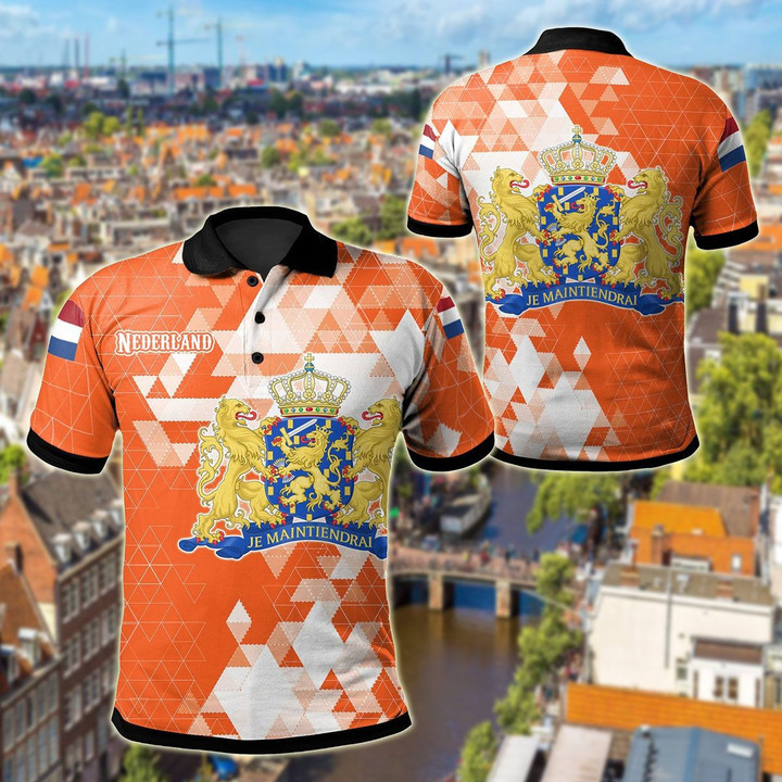 AIO Pride - The Netherland - Dutch Flag Polygon Style Unisex Adult Polo Shirt