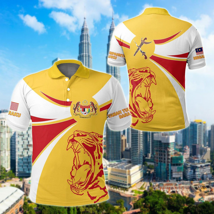 AIO Pride - Malaysia Round Coat Of Arms Lion Unisex Adult Polo Shirt