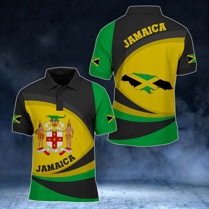 AIO Pride - Jamaica Coat Of Arms Map - New Form Unisex Adult Polo Shirt