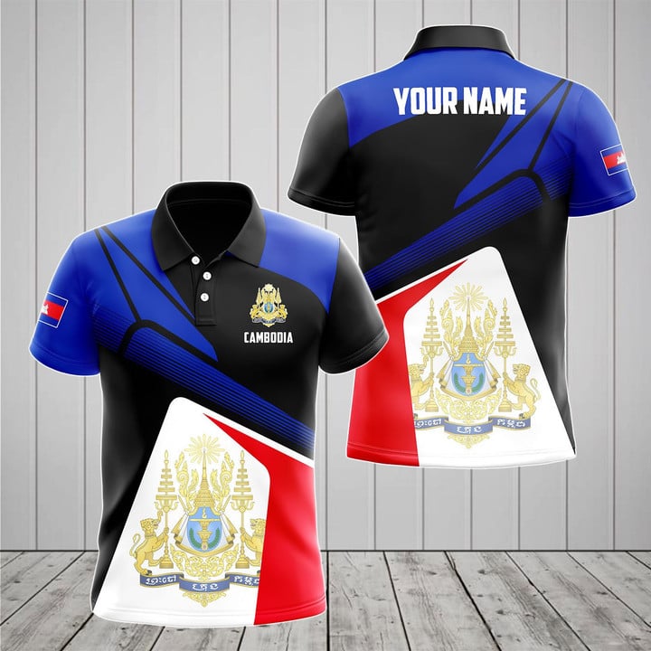 AIO Pride - Customize Cambodia Proud With Coat Of Arms V2 Unisex Adult Polo Shirt