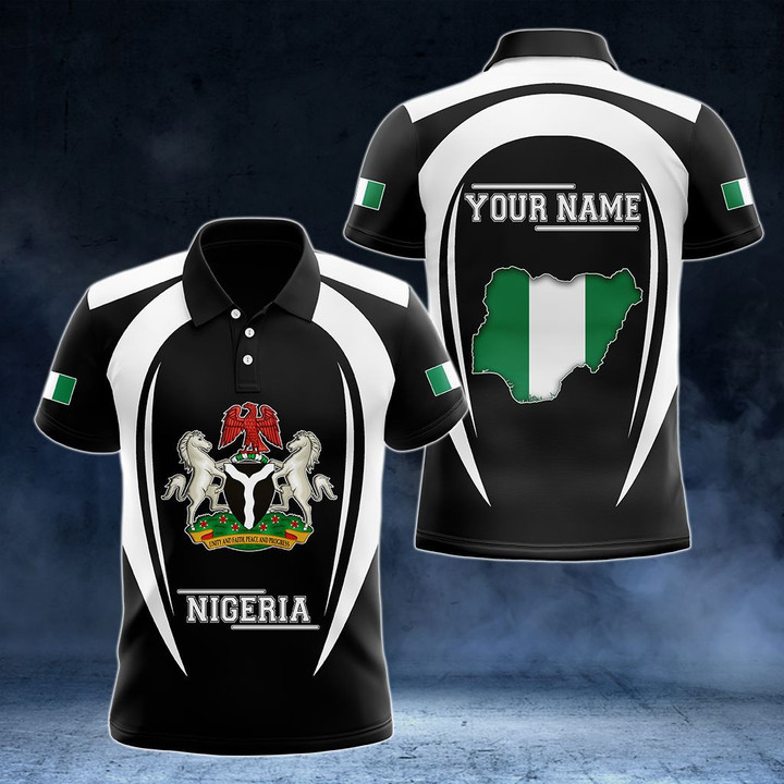 AIO Pride - Customize Nigeria Map & Coat Of Arms 3D Style Unisex Adult Polo Shirt