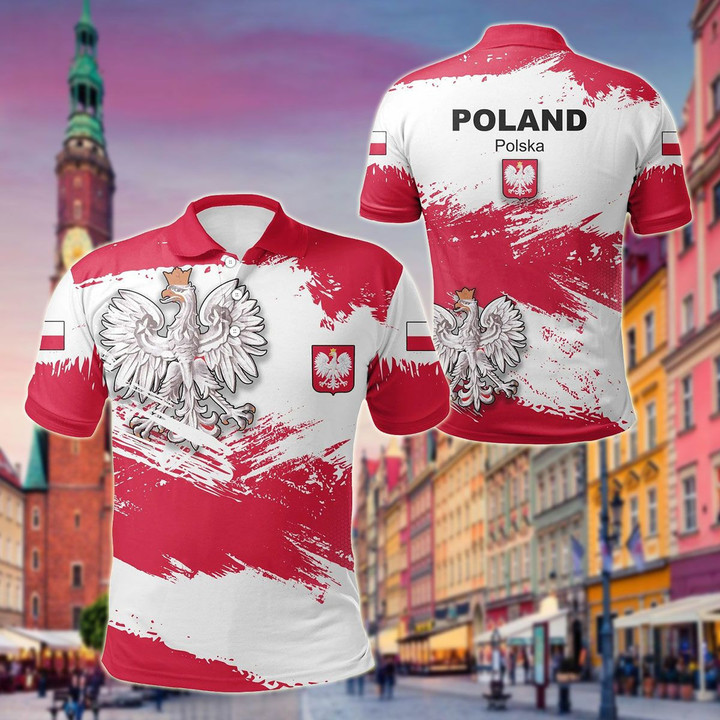 AIO Pride - Poland Flag Brush Unisex Adult Polo Shirt