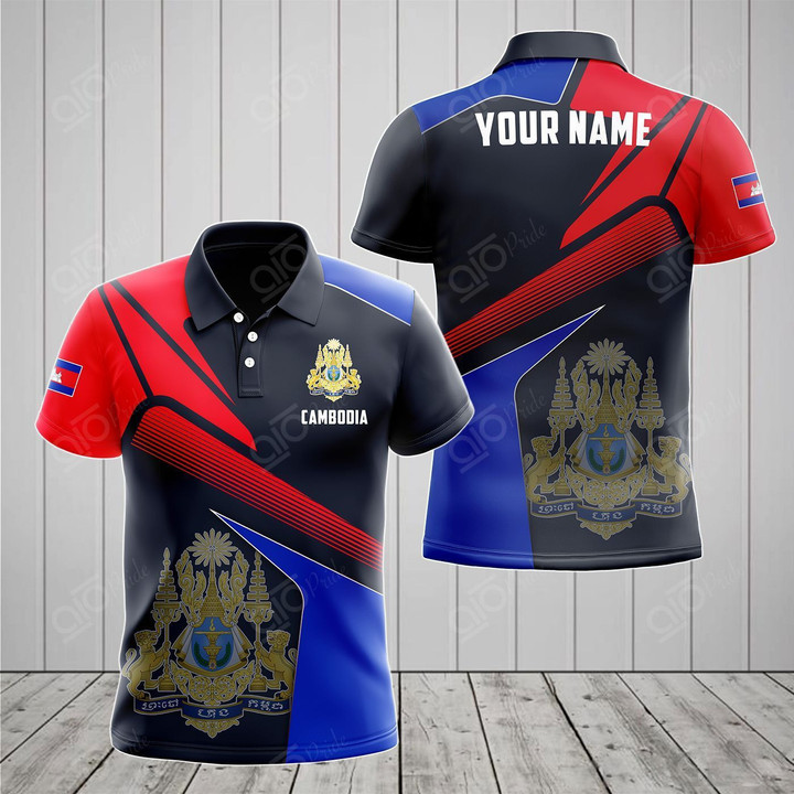 AIO Pride - Customize Cambodia Proud With Coat Of Arms Unisex Adult Polo Shirt