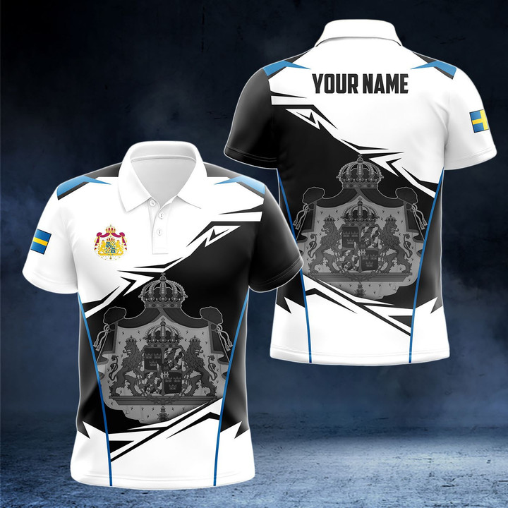 AIO Pride - Customize Sweden Pround Coat Of Arms Special Pattern Unisex Adult Polo Shirt