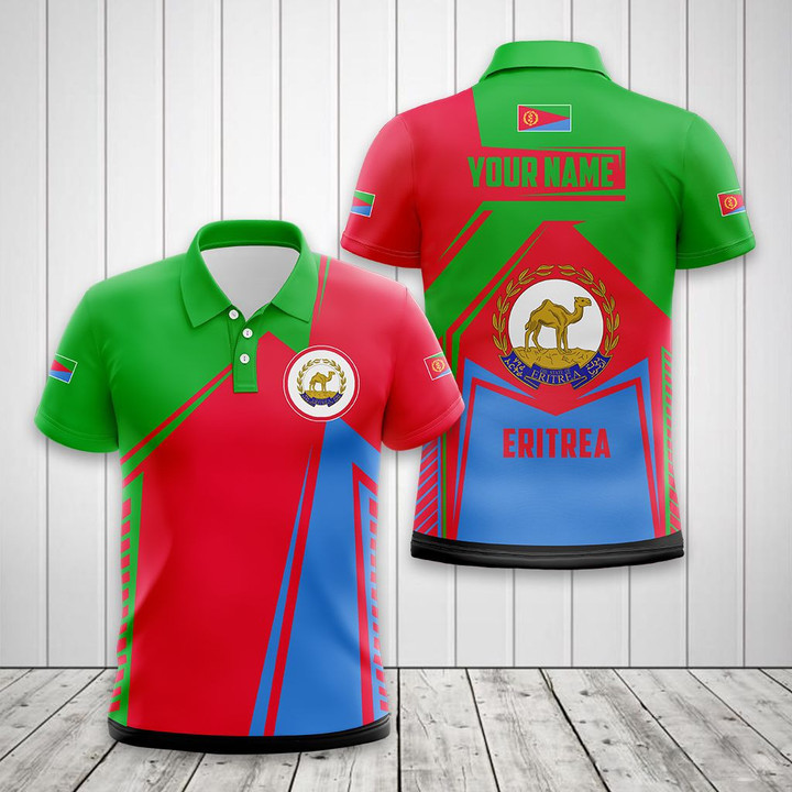AIO Pride - Custom Name Eritrea Coat Of Arms Flag 3D Unisex Adult Polo Shirt