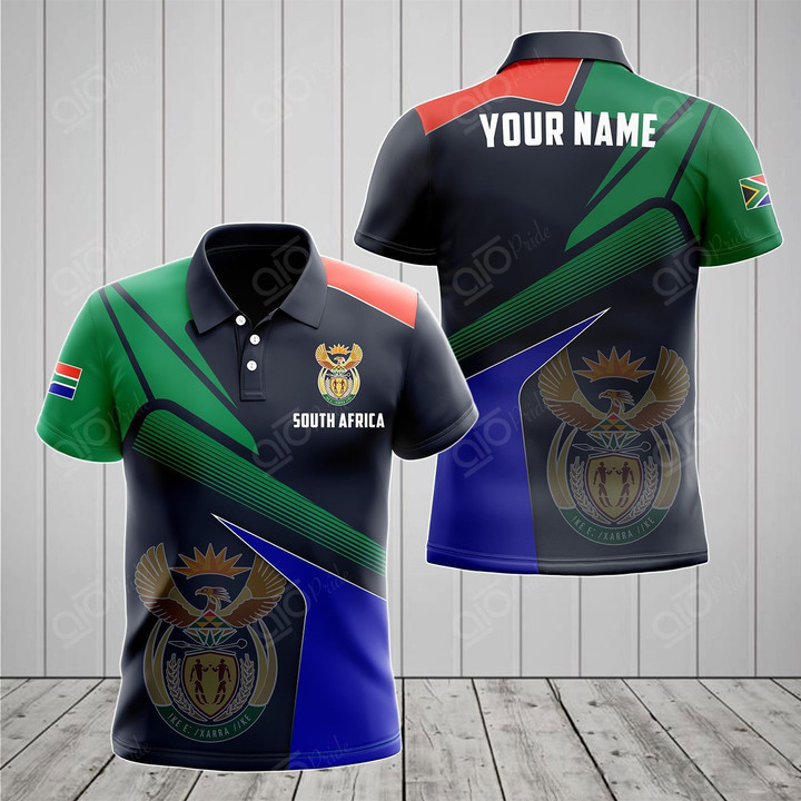 AIO Pride - Customize South Africa Proud With Coat Of Arms Unisex Adult Polo Shirt