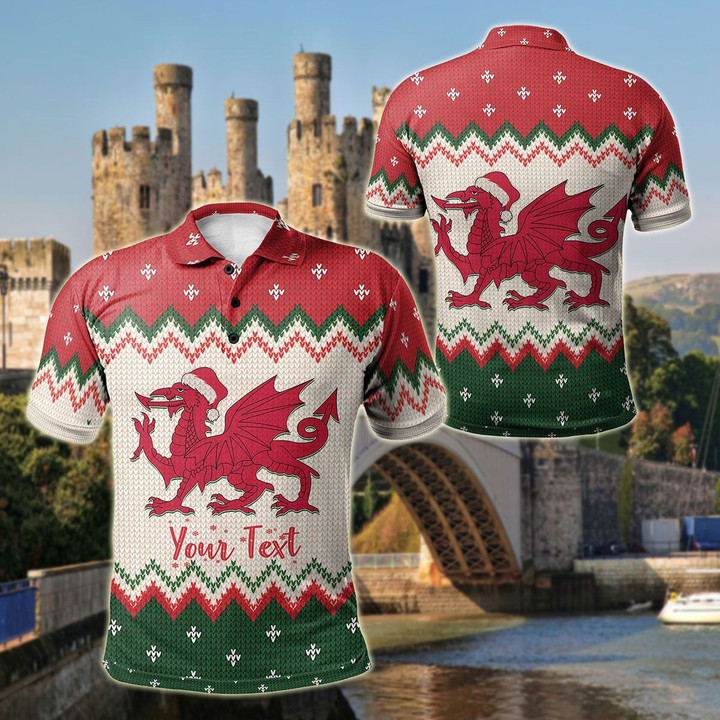 AIO Pride - Customize Wales Celtic Christmas - Welsh Cymru Nadolig Llawen Unisex Adult Polo Shirt