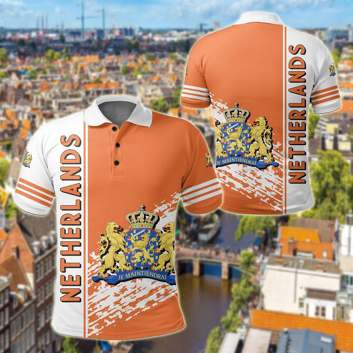 AIO Pride - Netherlands Coat Of Arms Quarter Style Unisex Adult Polo Shirt