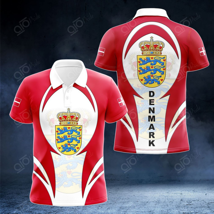 AIO Pride - Denmark Coat Of Arms 3D Form Unisex Adult Polo Shirt