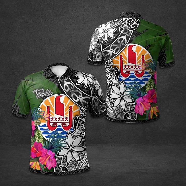 AIO Pride - French Polynesia Tahiti Hibiscus Unisex Adult Polo Shirt