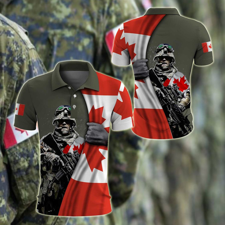 AIO Pride - Canada Army - Flag Unisex Adult Polo Shirt