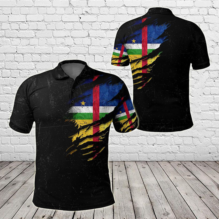 AIO Pride - Central African Republic In Me - Special Grunge Style Unisex Adult Polo Shirt