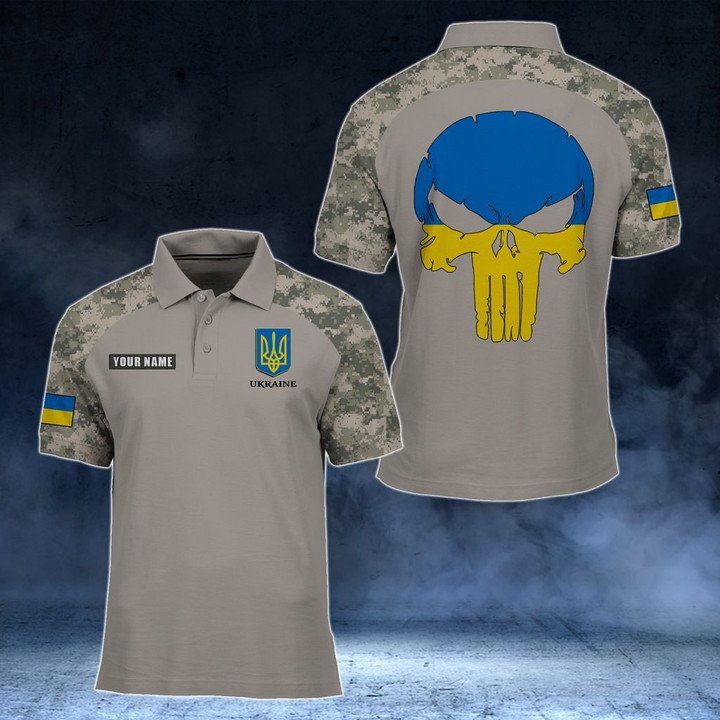 AIO Pride - Customize Ukraine Skull - Camo Style Unisex Adult Polo Shirt