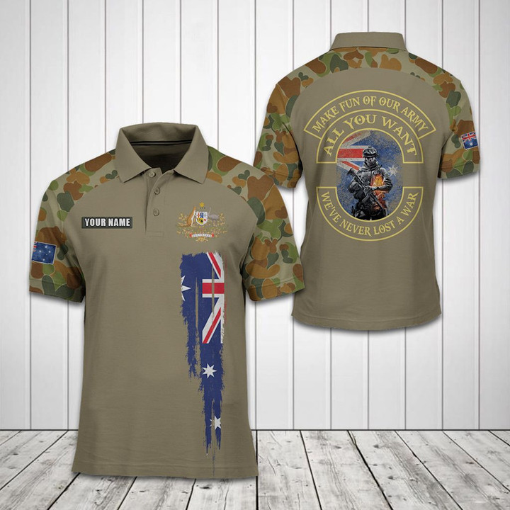 AIO Pride - Customize Australian Army Symbol Soldier Camo Unisex Adult Polo Shirt