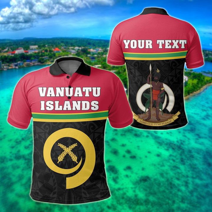 AIO Pride - Customize Vanuatu Islands Coat Of Arms - Dat Style Unisex Adult Polo Shirt